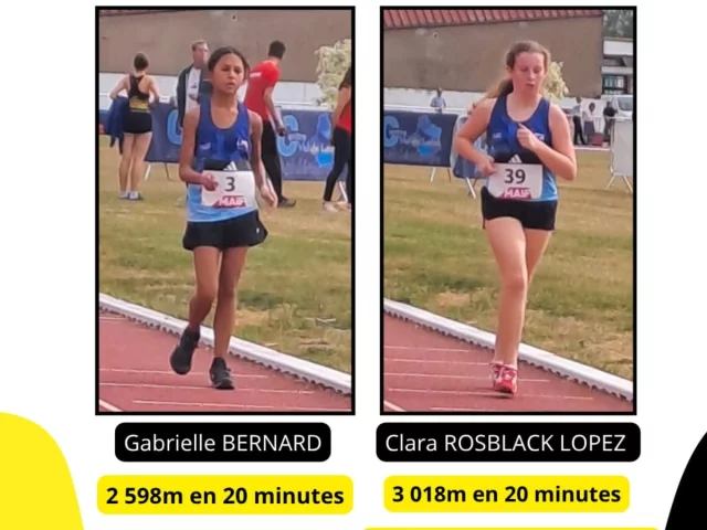 Clara et Gabrielle au challenge national des ligues de marche, dimanche 4 octobre à Gien (45) 